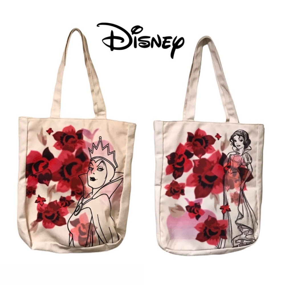 Disney Snow White and Evil Queen Tote Bag - White with Red and Black Flowers